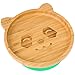 Plato de Bambú para Bebés con Sistema de Succión - Plato con Sistema de Succión para Niños, Plato de Bambú No Tóxico y Natural que Se Mantiene Frío al Tacto para el Baby-Led Weaning (Panda) Verde