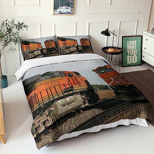 Housse de couette train vert en microfibre douce avec fermeture