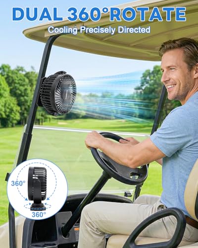 12000mAh Golf Cart Fan with LED