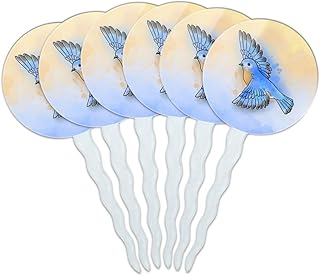 GRAPHICS & MORE Eastern Bluebird Watercolor Northeastern Bird Cupcake Picks Toppers Decoration Set of 6