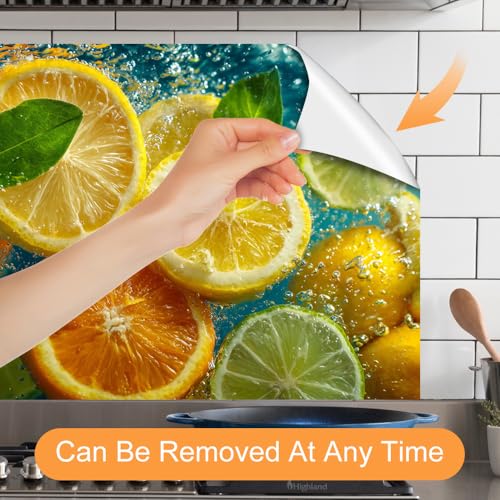 Image of Lemon Orange Citrus Backsplash Peel and Stick, 35.4x23.6 in