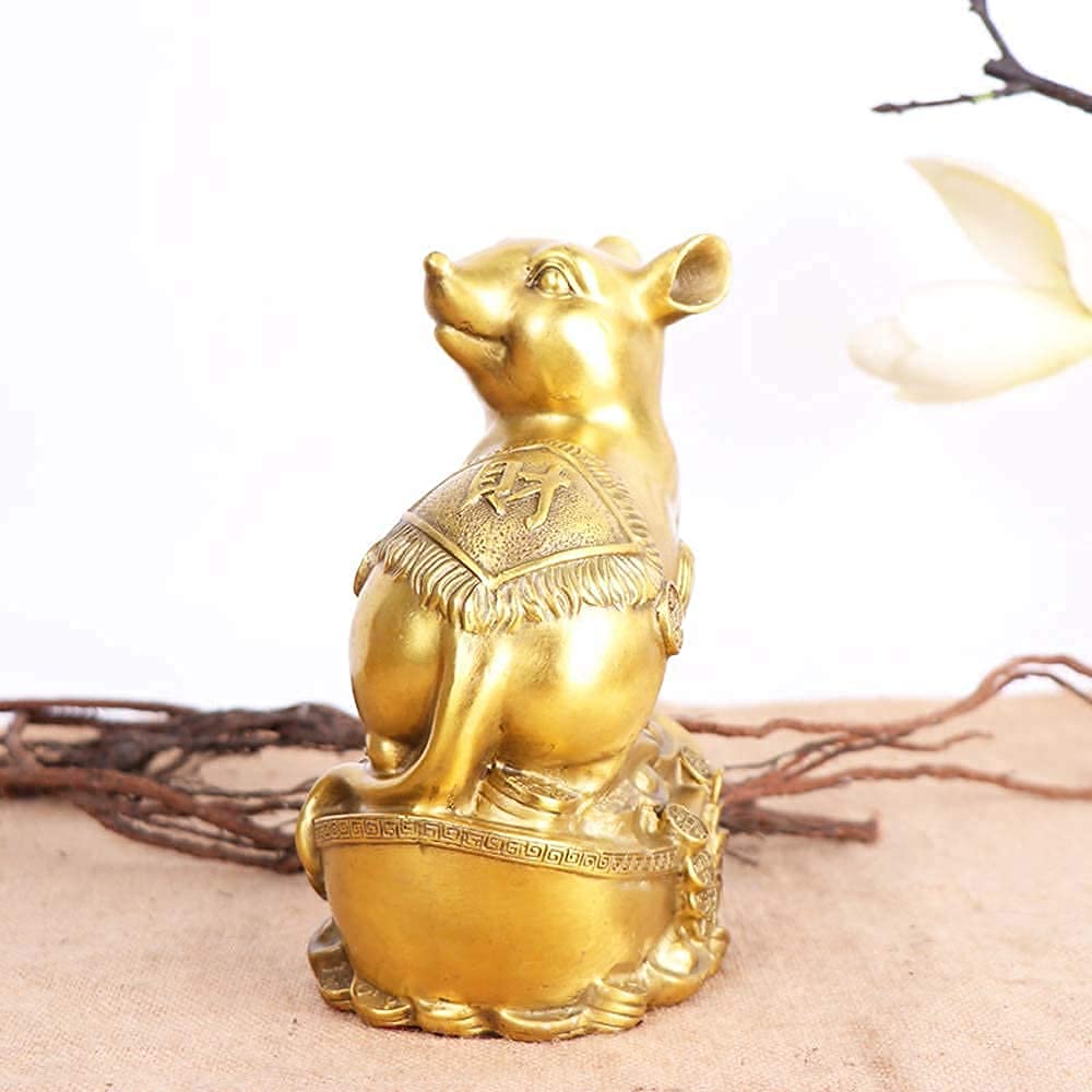 Rzeźba Ogrodowa, Figurki Herbaciane, Zwierzęta Zodiakalne Z Czystego Mosiądzu, Figurki Szczura Zodiakalnego, Figurka Dekoracyjna Chińskiego Feng Shui Do Domu I Biura, Rzeźba Bogactwa I Powod