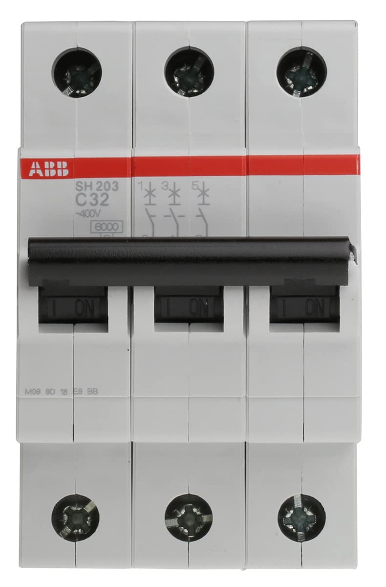 Abb Bunt Sh203-C32 Miniature Circuit Breaker, 3 Pole, 32 Amp (Abb2cds213001r0324)