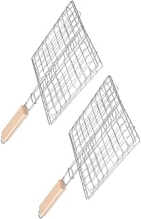 Gogogmee 2 Pçs Cesta De Grelha Antiaderente Rede Para Churrasco Ao Ar Livre Grelha Para Churrasco Grelha A Carvão Grelha Para Churrasco Em Aço Inoxidável Rede Quadrada Para Churrasco
