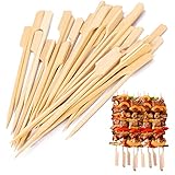 Bamboo Skewers 6 inch, Bamboo Sticks for Cocktail 100pcs Shish Kabab Skewers Sticks Wide Flat Paddle Wooden Skewer for Barbeque, Grilling, Appetizers, Food Picks, Cocktail Picks for Party