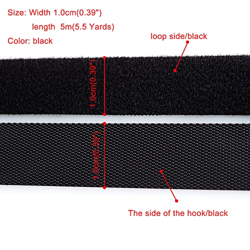 Image of Extremely Thin and Soft Strong Mini Clothes Hook and Loop Fasteners Sewing Type Back Without Adhesive Tiny Clothing Accessories DIY Handmade Materials (Black, 0.4 inch /10mm)
