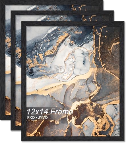 Fxojyvo 12x14 Picture Frame Set of 3 Black Engineered Wood Wall Hanging