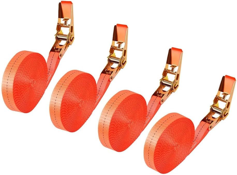 4 Piece Ratchet Tie Down Straps Heavy Duty Tensioning Straps 25mm for Motorcycle Car Trailer Widely Used for Transporting Heavy Objects Meet Your Various Requirements(W2.5cm/0.98in,L1m/39.3in)