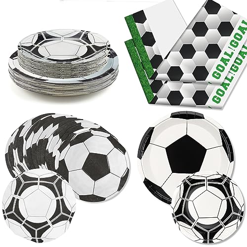 Kits de Decoración de Platos y Manteles para Fiestas de Fútbol, ​​Incluye 80 Platos de Papel...