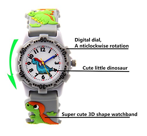 Image of Jewtme Cute Toddler Children Kids Watches Ages 3-8 Analog Time Teacher 3D Silicone Band Cartoon Watch for Little Girls Boys