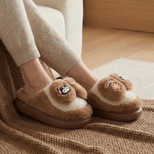 Image of VRITRAZ Women's Comfort Slip On Closed Toe Warm Winter House Clog Indoor Slipper with Cute Print and Degins