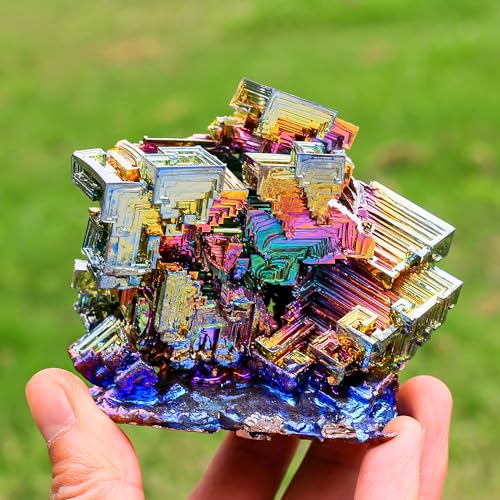 Image of Extra Large Bismuth Ore Crystal - (1.5 to 2lb) Iridescent Rainbow Metal Art Specimen - Home Decoration, Education, Healing Stone, Collection