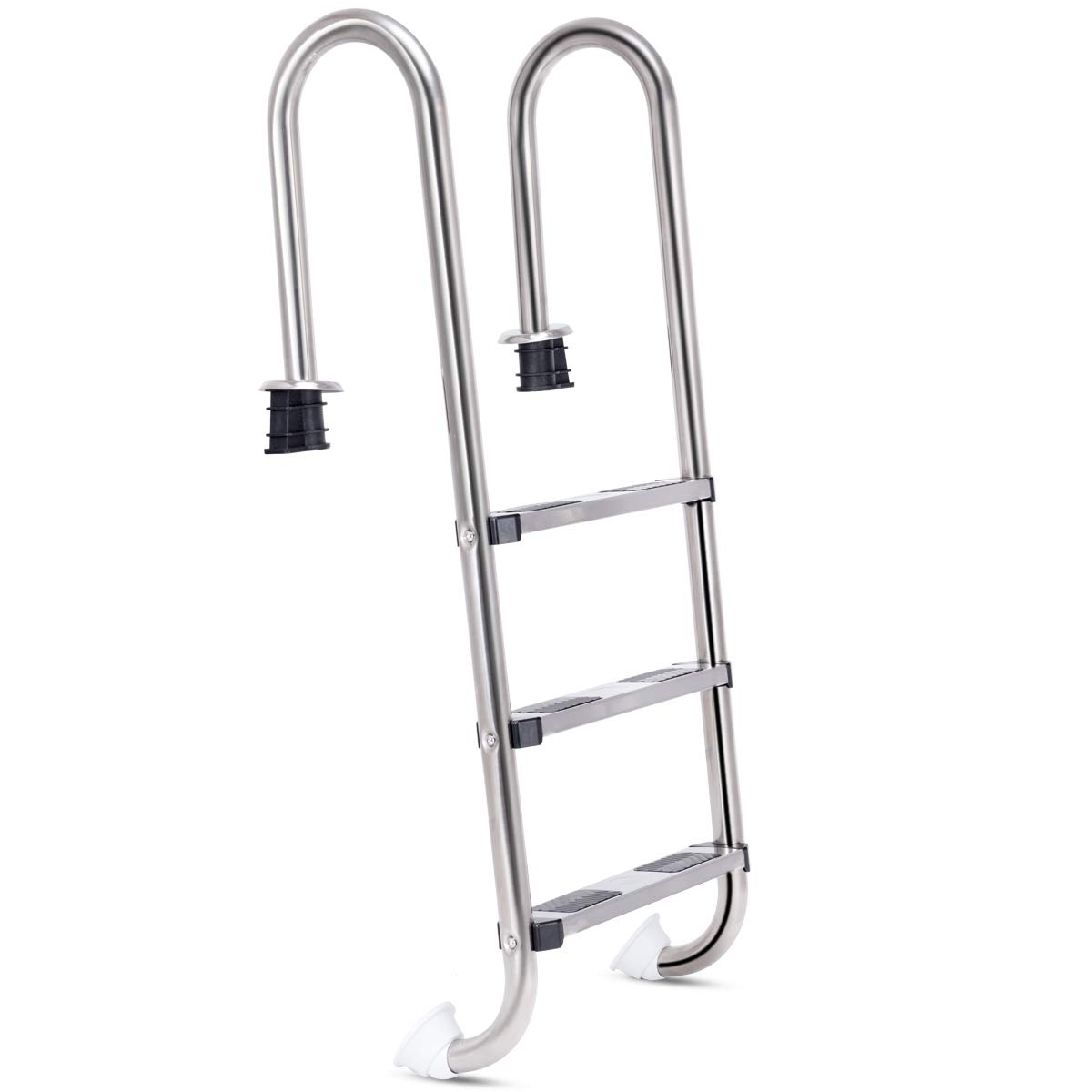 GOPLUS Échelle Piscine 3 Marches Acier Inoxydable Anticorrosion Antirouille Pédales Antidérapantes 132 x 50 x 26,5 cm Argent