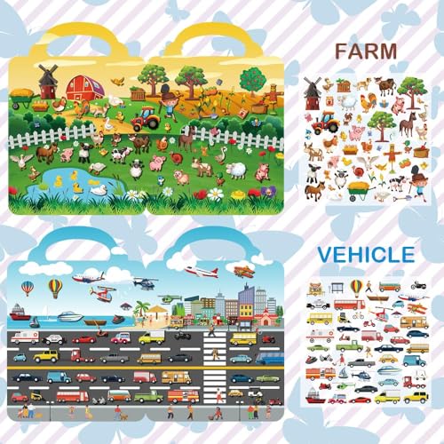 Aannanl 6 Set Reusable Sticker Books for Toddlers 1-3 2-4 Years,Travel Toys — view 5