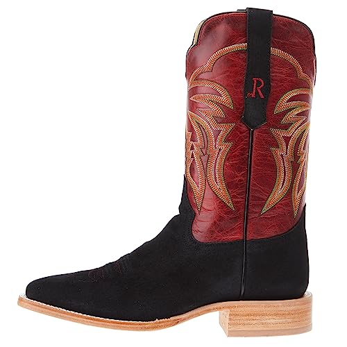 Men's Black Boar 11in Barn Red Cowhide Top Square Toe Boot2