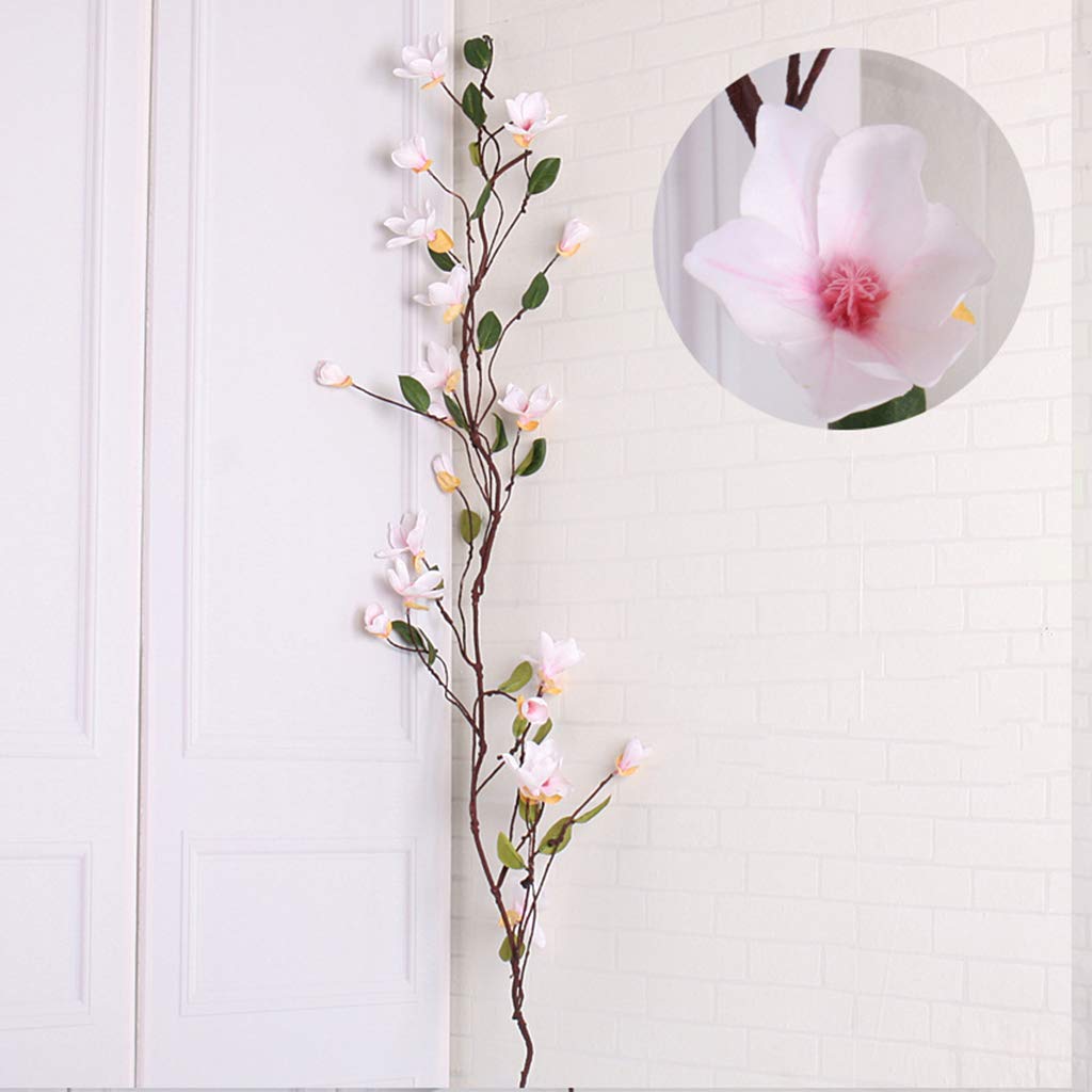 Flores de Magnolia Artificial, Flores de Seda Falsa Vid Floral decoración de Pared Fiesta decoración del hogar simulación Regalos de Flores, 160 cm, 4 Piezas,Pink-160 cm