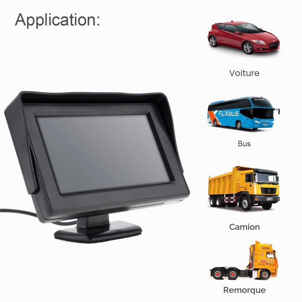 Kit de caméra de recul HD avec écran LCD de 4,3" de rechange pour Fiat Scudo Bus Box 270 272/Citroën Jumpy Dispatch Box VF7/Peugeot Expert Tepee Kasten VF3A VF3U VF3X Furgon/Toyota ProAce Diesel