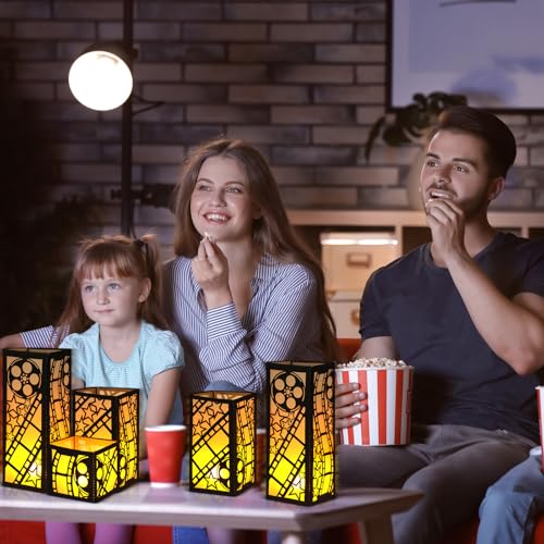 Image of Rossesay 24 Pcs Movie Night Party Decorations Movie Theater Centerpieces 3 Size Lighted Paper Lantern with LED Candle for Theater Themed Party 3D Table Decorations Wedding Birthday Centerpieces