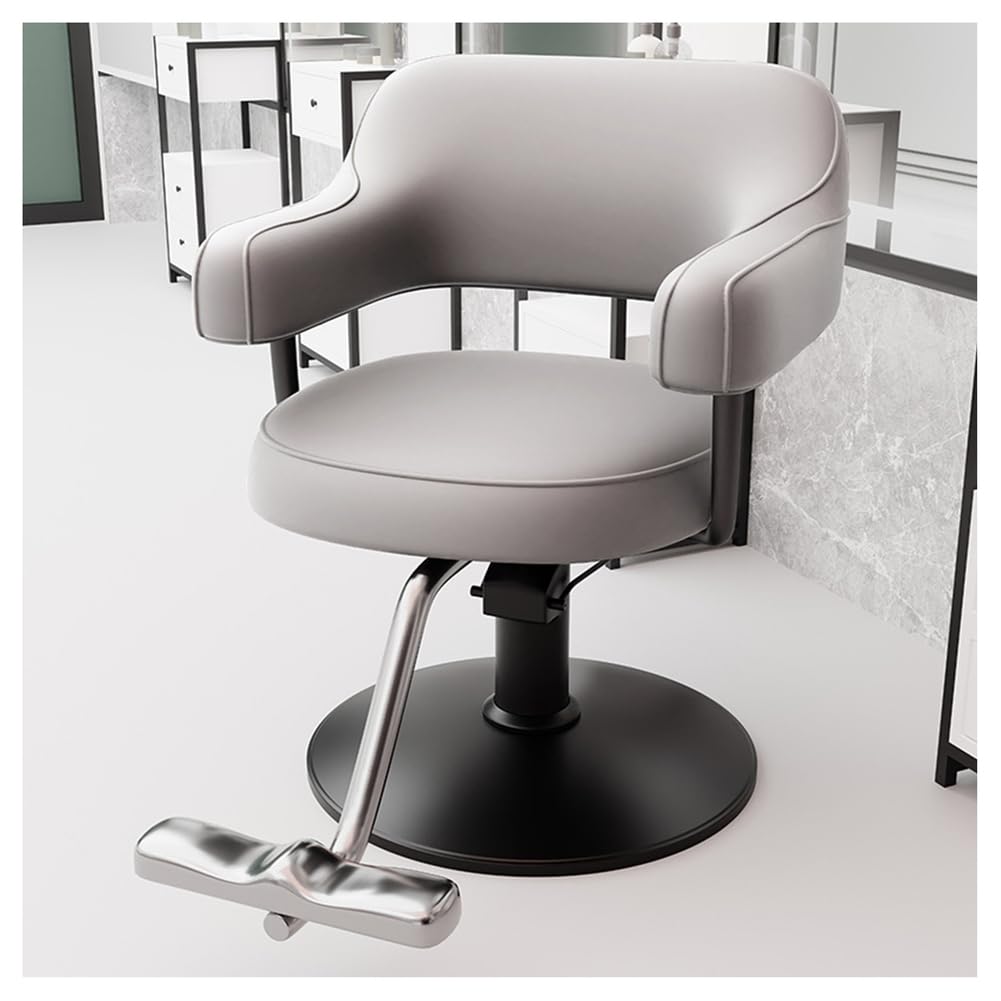 Fauteuil de Coiffure hydraulique pour Salon de Coiffure, Coiffeur Moderne avec Base carrée et Repose-Pieds, pivotant à 360 degrés, équipement de Spa de beauté, Gris 1, B