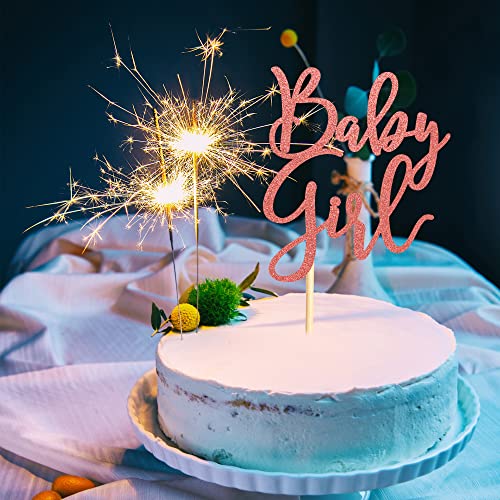 Arthsdite Baby Girl Cake Topper For Baby Shower Or Newborn Cake Picks, Gender Reveal Party Decorations- Rose Gold Glitter #TOP3