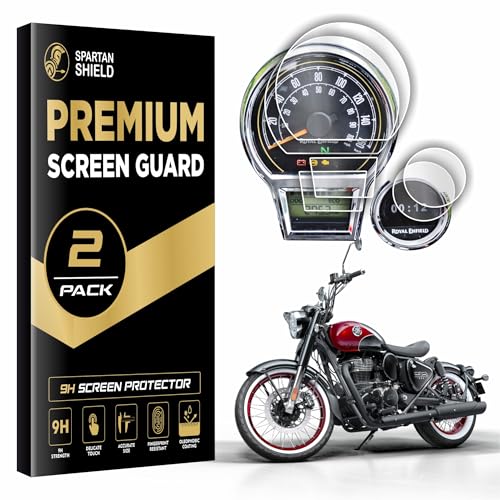 Image of Spartan Shield [2 PACK] Screen Protector For ROYAL ENFIELD GOAN CLASSIC 350 [with Tripper Navigation Screen] - 4 inch Instrument Cluster Guard | GoanClassic TFT Display Cluster Accessory 2024 [Not Tempered Glass]