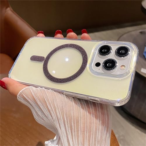 Coque iPhone 14 antichoc magnétique marron transparente laser