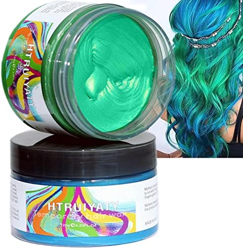 Blue And Green Hair Color Wax Temporary Colour Hair Dye Clay For One Time Halloween Cosplay Hair Modelling Wax