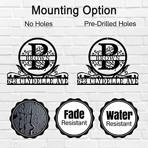 Personalized Address Sign With Last Name Custom House Number Sign Personalized Metal Sign Outdoor Address Sign Metal Address Plaque Initial Split Letter Monogram Sign Housewarming Gift #TOP4