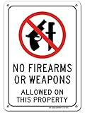 No Firearms No Weapons Allowed On This Property Sign, 7' x 10' 0.40 Aluminum, Fade Resistance, Indoor/Outdoor Use, USA MADE By My Sign Center White