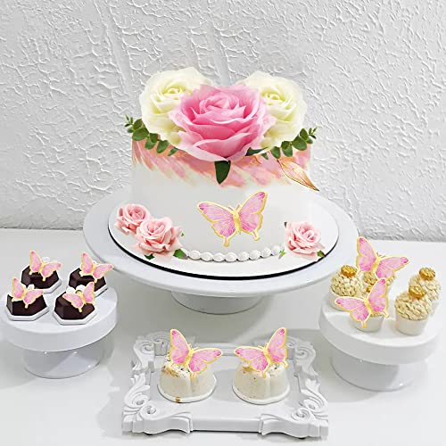 15 Pcs Flower Cake Topper Butterfly Cake Decorations Happy Birthday Cake Toppers With Artificial White And Yellow Rose Flowers Hollow Gold Butterflies For Birthday Party Wedding Baby Shower Supplies #TOP6