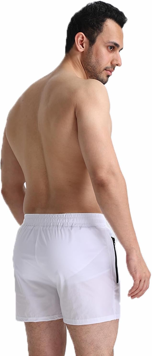 Men’s Swim Trunks Slim-Fit 5" Inseam Mesh Lining Zipper Pockets Swimwear Quick-Dry Bathing Suits for Men, XS-2XL - Image 4