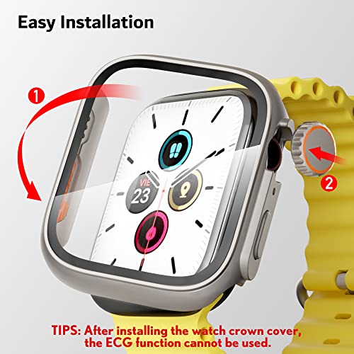 PZOZ Compatible for Apple Watch Series 4/5/6/SE 44mm Hard Case with Tempered Glass Screen Protector, Unique Design Hard PC Cover, Bumper Full Coverage Accessories for iWatch 4/5/6/SE 44mm - Thumbnail 4