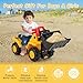 Costzon Ride on Excavator, Ride on Construction Vehicles w/Helmet, 3 Toy Stones, Realistic Sound, Adjustable Bucket & Under Seat Storage, Bulldozer Ride on Toy Gift for Kids Boys & Girls