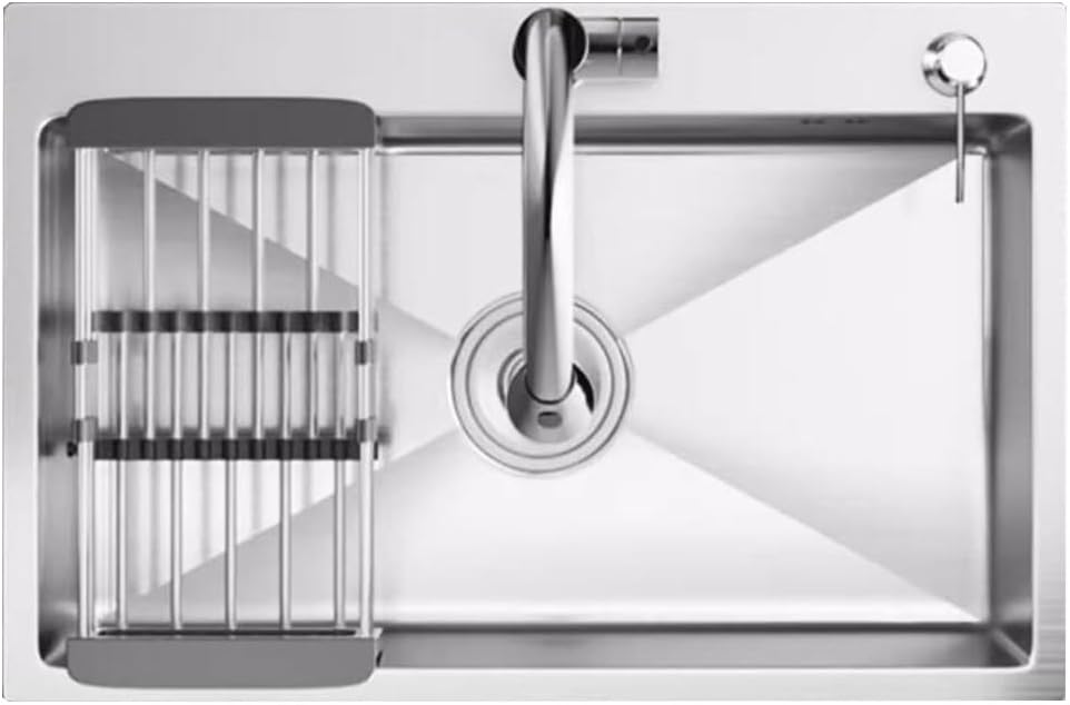 Kitchen Silver Square Bar Sink Overmount Built-in Kitchen Sink Siphon Sink with Tap, Drainer Basket Dishwashing Pool Sinks (Color : Silver, Size : 55 * 40 * 20cm)