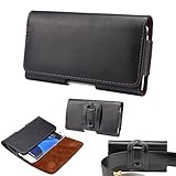 Galaxy S7 Edge Holster, Tading Premium Genuine Leather Pouch Carrying Case with Belt Clip&Loop(Perfect Fits with Spigen/Supcase/Lifeproof/Tech 21 Case on) - Black
