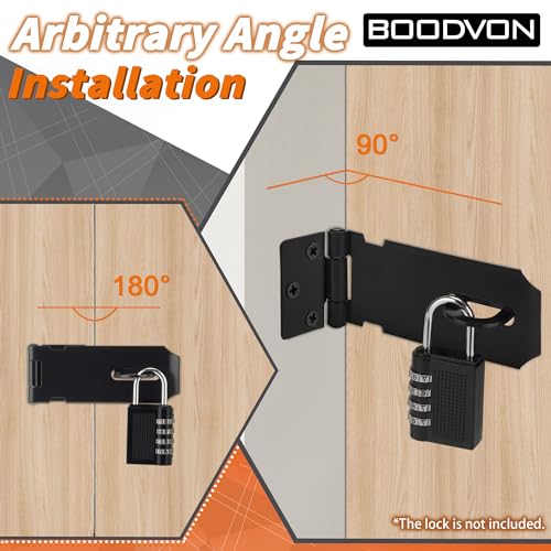 BOODVON Door Lock Hasp Latch, Iron Safety Packlock Clasp Hasp Lock Latch, Extra Thick Gate Lock Hasp with Screws Brushed Finish 2 Pack(3 Inch) - Image 5