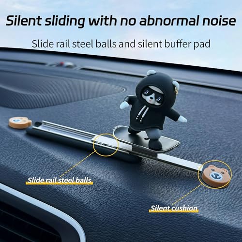 Image of REWOP Skateboarding Panda Car Dashboard Figurines -Auto Sliding Motion Decor, Cool Sliding Car Accessory, Fun Car Interior Decoration Accessories (Yellow)