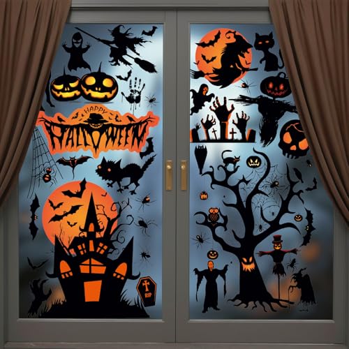 Adesivi per Finestre di Halloween, Cshare Castello Pipistrello...