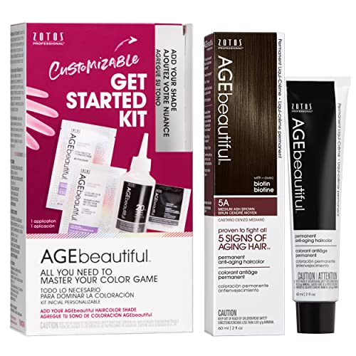 Image of AGE beautiful Permanent Hair Color Cream, 100% Gray Coverage Hair Dye with Biotin Anti-Aging Formula for Fuller, Thicker Hair, Professional Salon Quality