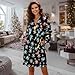 Psaytomey Women's Plus Size Long Sleeve Dresses Christmas Lights Snowflakes Lightweight Comfy Lapel Collar Mini Dress Casual Loose Maternity Dress with Pockets Fashion Fall Outfit