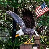 Kircust Metal Bald Eagle Large Outdoor Statues Garden Decor Sculptures Statues Outdoor Majestic America Eagle Bird Decor for Patio Yard and Lawn, 17-Inch Wide, Man Gift