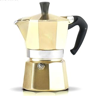 OQHAIR Mocha Pot Home Brewed Maker Pot Mocha Pot Utensilios de café Cafetera Espresso Cafeteras caseras para Estufa (Color: Oro, Tamaño: 6 Tazas) (Oro 3 Tazas)