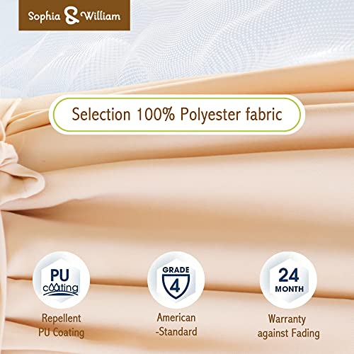 Sophia & William Patio Umbrella 10Ft Outdoor With 24 Led Lights Offset Umbrella With Fringe Tassel Easy Lift Uv Protection Outdoor Umbrella For 5 Pieces Patio Furniture Backyard Pool Garden Beige #TOP2