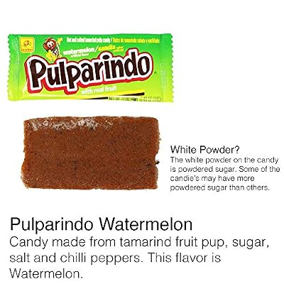 Pulparindo Assortment Variety Mix (25 count total). Contains Pulparindo Chamoy, Pulparindo Sandia, Pulparindo Mango, Pulparindo Spicy and Original Pulparindo Tamarind