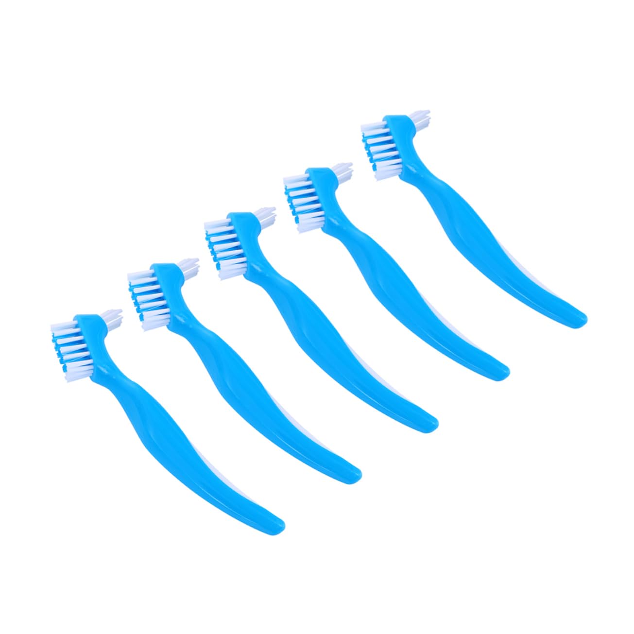 NULYLU False Brush Set 5pcs Dual Head Toothbrush for Dentures Gentle Cleaning Portable Easy to Use Brush for Care