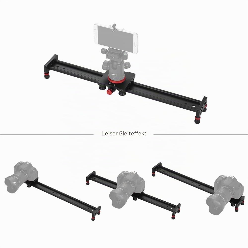 Andoer Motorisierter Kamera Slider 50CM - Dolly Rail aus Aluminiumlegierung für DSLR und Slot Kameras - Fotografie Video Slider mit 11lbs Tragkraft