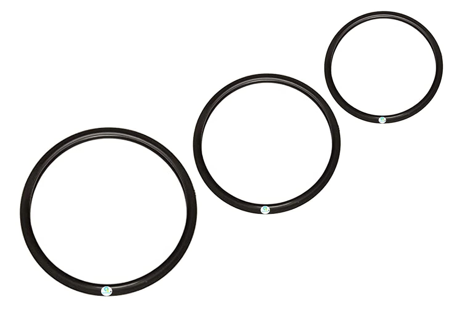 QemiQ Retail® -Jar gaskets suitable for Preethi_Phillips & more mixer Brands. Sales package contains 1U small(8.5cm) Gasket, 1U medium(11cm) Gasket, 1U Big(12.8cm) Gasket -Material-Rubber..