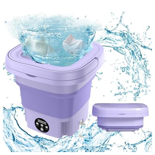 Mini Machine à Laver Portable 8L, Mini machine à laver pliable avec essorage, seau à linge pliable, Lave-linge Mobile, pour les sous-vêtements, chaussettes et petits objets Camping Voyage (Violet)