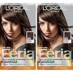 L'Oreal Paris Feria Multi-Faceted Shimmering Permanent Hair Color, 40 Espresso, Hair Dye Kit, Pack of 2