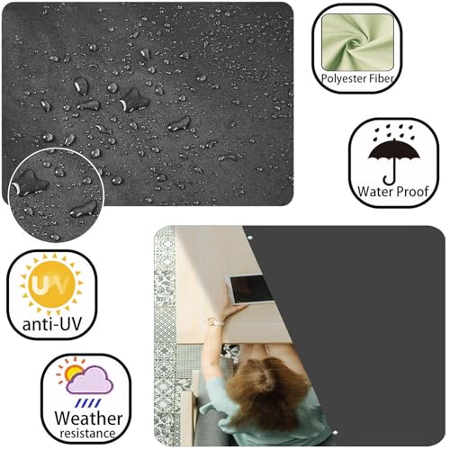 Malla de ocultación 3 x 5.5 m de tela Oxford gris oscuro impermeable con kits de montaje incluidos 3